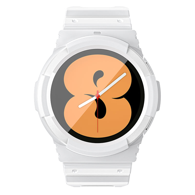 For Samsung Galaxy Watch4 44mm / Watch 5 44mm Replacement Band TPU Watch Strap with Case Cover - White For Samsung Galaxy Watch4 44mm / Watch 5 44mm Replacement Band TPU Watch Strap with Case Cover - White
